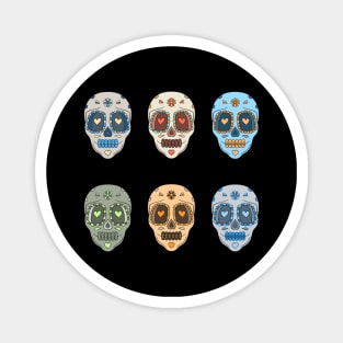 Colorful Day of the Dead Patterned Candy Skulls Magnet